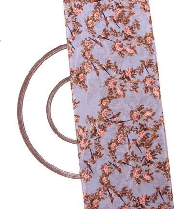 Grey Colour Floral Print Pure Natural Crepe Fabric